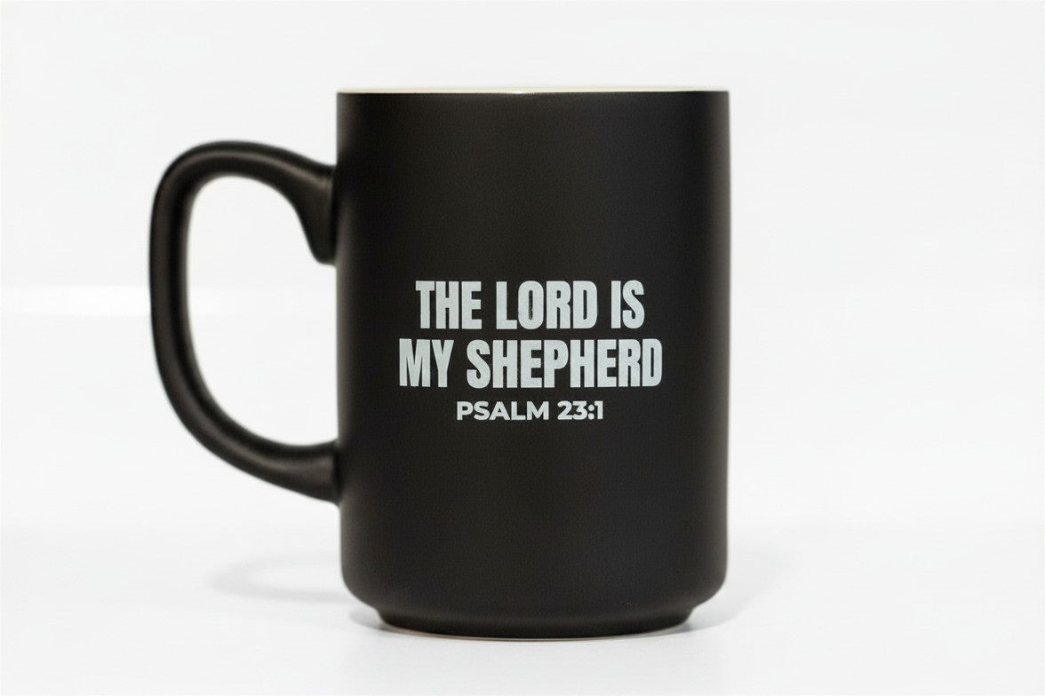 Ascend Black/White Psalm 23:1 Coffee Mug